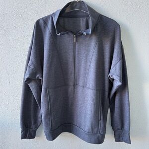 Freely XL Half Zip Long Sleeve Gray Thumb Hole Kangaroo Pocket Athleisure Active